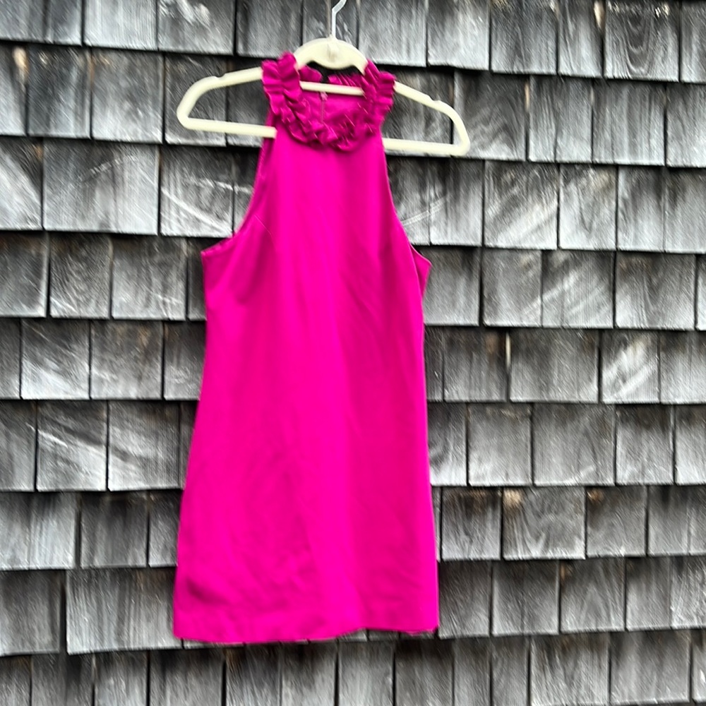 Trina Turk pink ruffle neck halter style mini dress